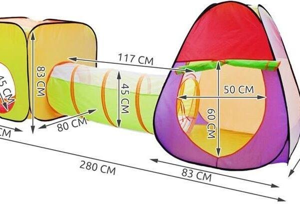 IGLO palapinė vaikams + tunelis + 200 kamuolių žaidimas saugus