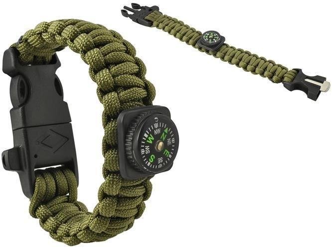SURVIVAL bracelet with accessories - green geras santykis kainos kokybės
