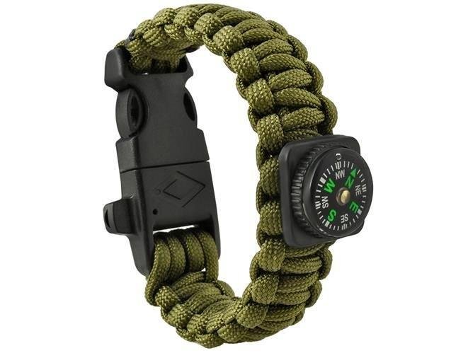 SURVIVAL bracelet with accessories - green konkurencinga kaina