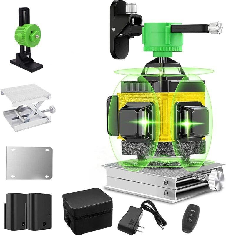 Lazerinis žalias lygis, savaime išsilyginantis lygis – 16 eilučių 360 laipsnių 4D sukamasis kryžminis lazerinis niveliavimas profesionalus įkraunamas 2 baterijos lauko magnetinis darbo siena savybių priešvėjinių