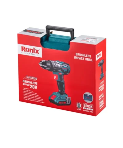20V Bešepetėlių smūginio gręžtuvo rinkinys 13 mm – 55 Nm "8905K"