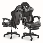 Biuro Žaidimų Kėdė Ir Kojų Atrama Iki 150 kg Pilka/Juoda - Image 2