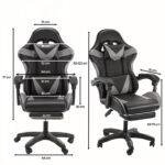 Biuro Žaidimų Kėdė Ir Kojų Atrama Iki 150 kg Pilka/Juoda - Image 6