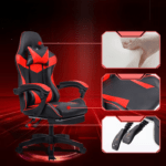 Biuro Žaidimų Kėdė Ir Kojų Atrama Iki 150 kg Raudona/Juoda - Image 2