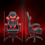 Biuro Žaidimų Kėdė Ir Kojų Atrama Iki 150 kg Raudona/Juoda - Image 6