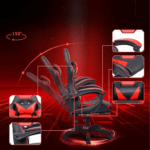 Biuro Žaidimų Kėdė Ir Kojų Atrama Iki 150 kg Raudona/Juoda - Image 3