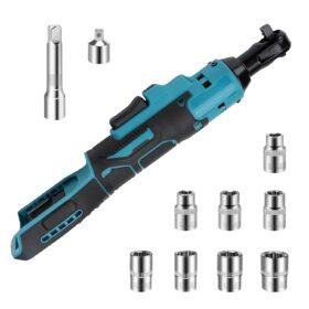 Electric Ratchet, Cordless Ratchet Compatible with Makita 18V, 3/8" Battery Ratchet, 55N.m Cordless Ratchet Wrench with LED, 8 Sockets/1/4 Adapter/3" Extension Bar(No Battery)